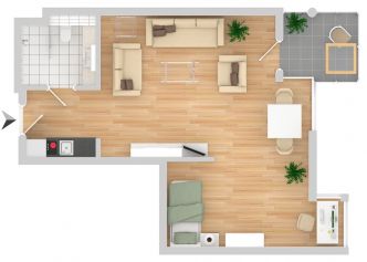 Grundriss einer Wohnung mit Terrasse